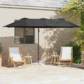 vidaXL Parasol plażowy Czarny 372 x 198 x 243 cm Poliester i aluminium