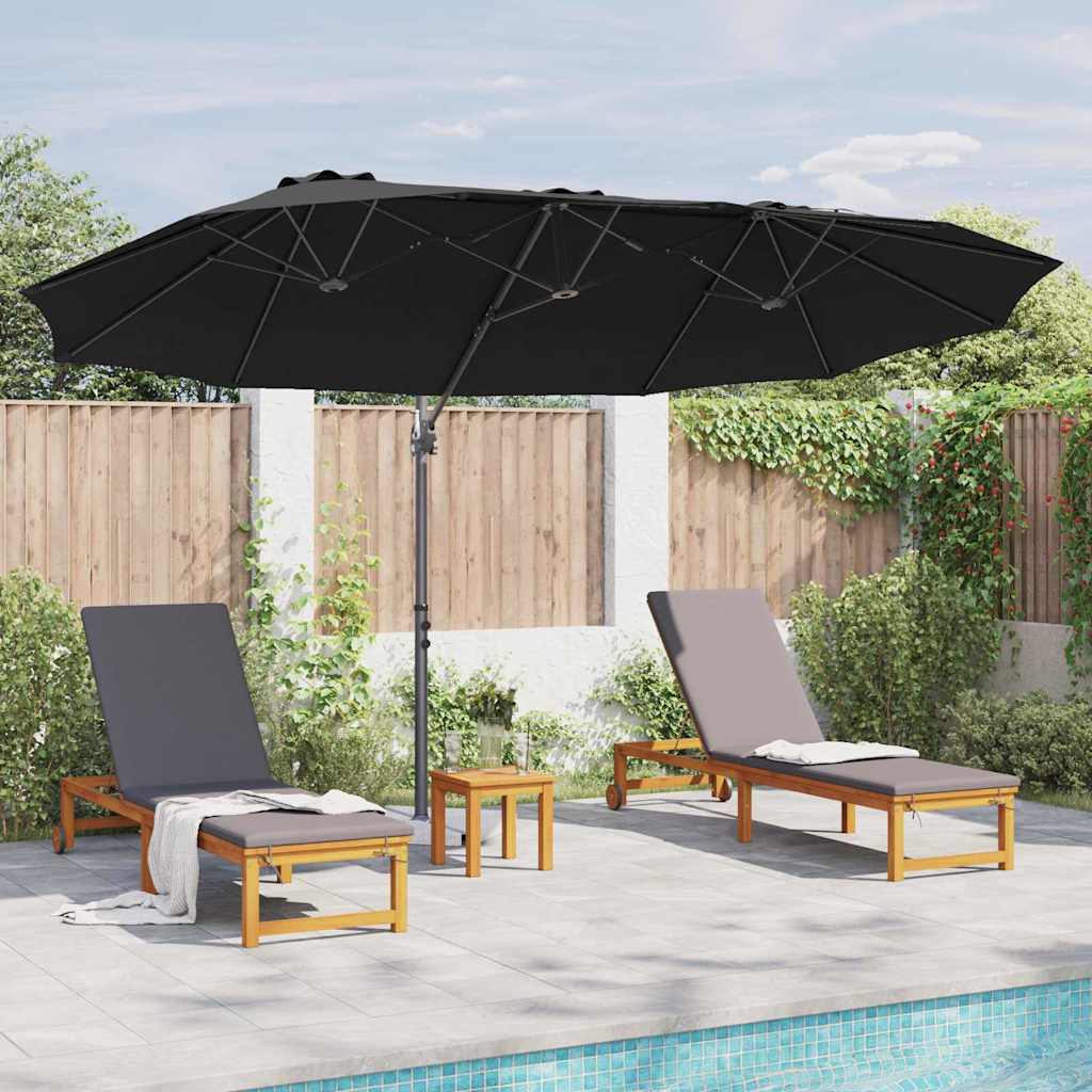 vidaXL Parasol plażowy Czarny 372 x 198 x 243 cm Poliester i aluminium
