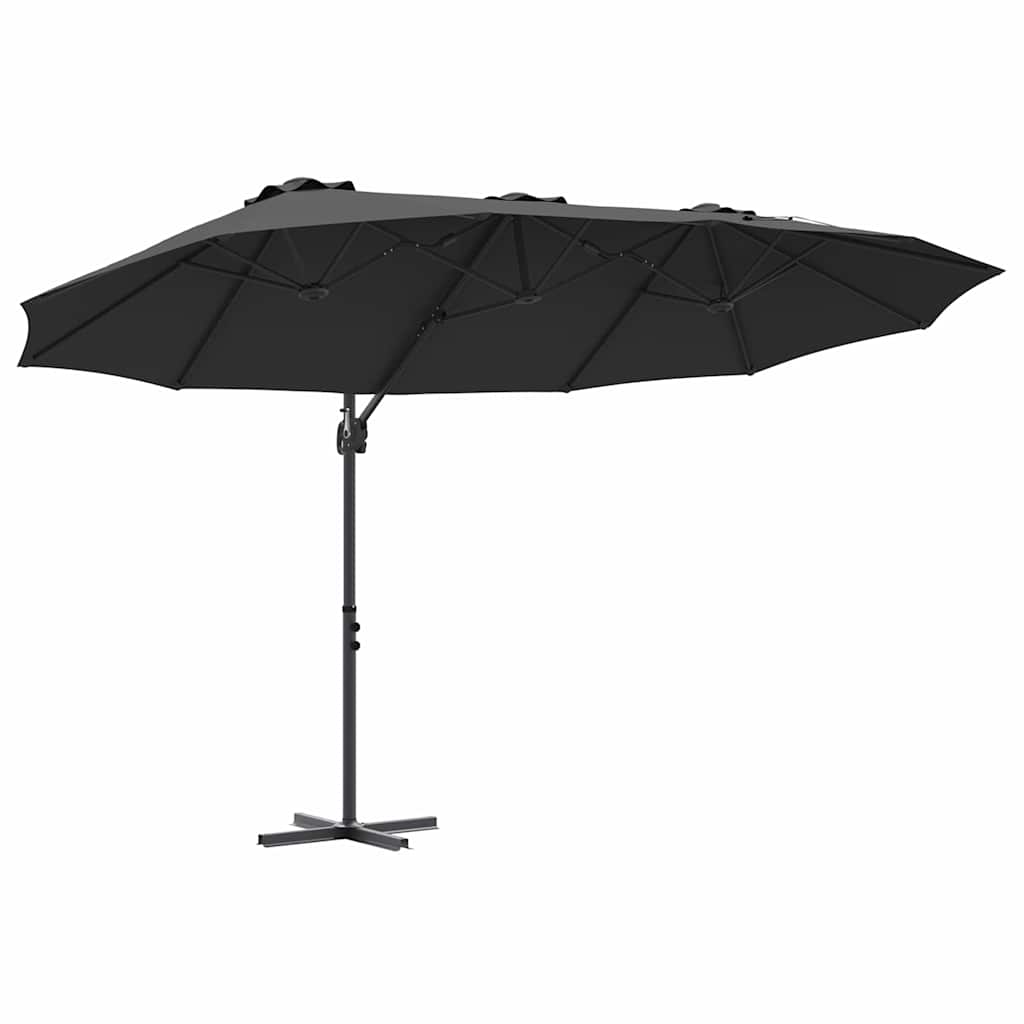 vidaXL Parasol plażowy Czarny 372 x 198 x 243 cm Poliester i aluminium
