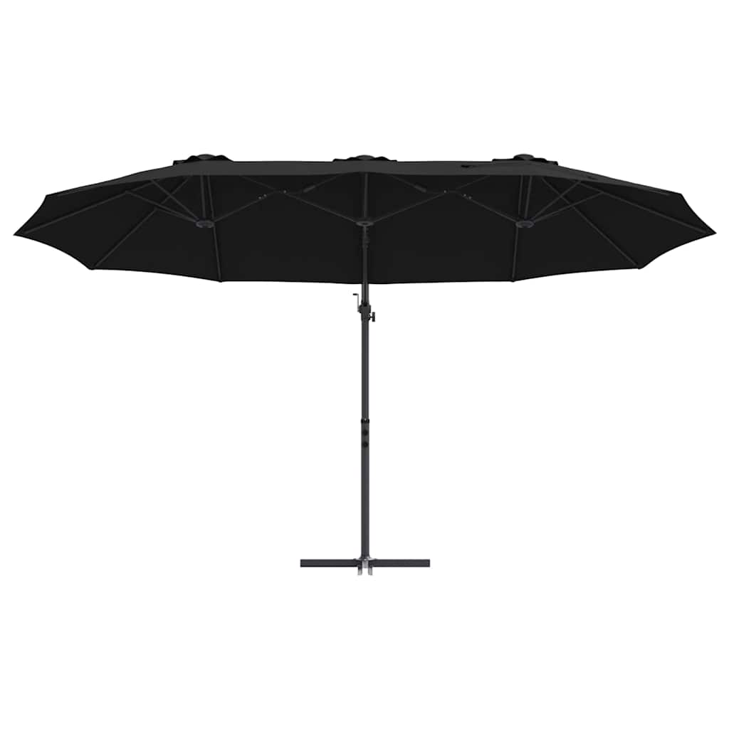 vidaXL Parasol plażowy Czarny 372 x 198 x 243 cm Poliester i aluminium