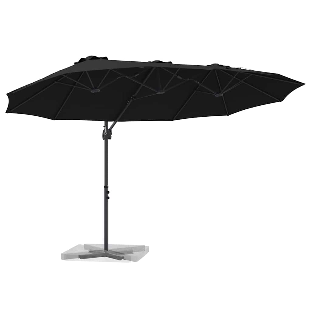 vidaXL Parasol plażowy Czarny 372 x 198 x 243 cm Poliester i aluminium