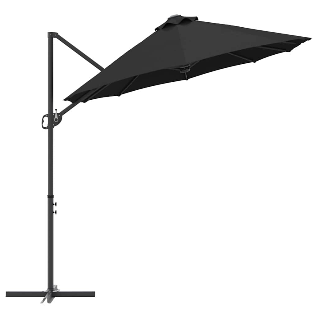 vidaXL Parasol plażowy Czarny 372 x 198 x 243 cm Poliester i aluminium