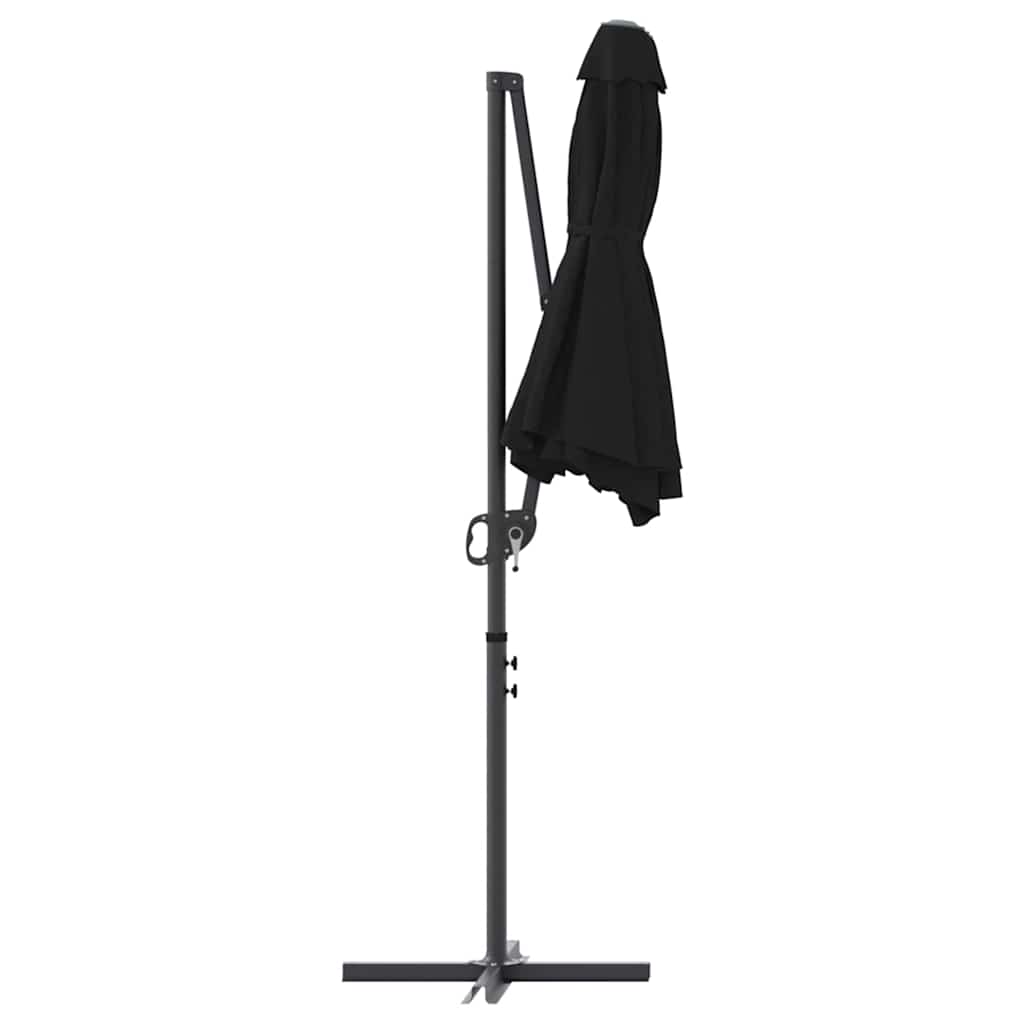 vidaXL Parasol plażowy Czarny 372 x 198 x 243 cm Poliester i aluminium