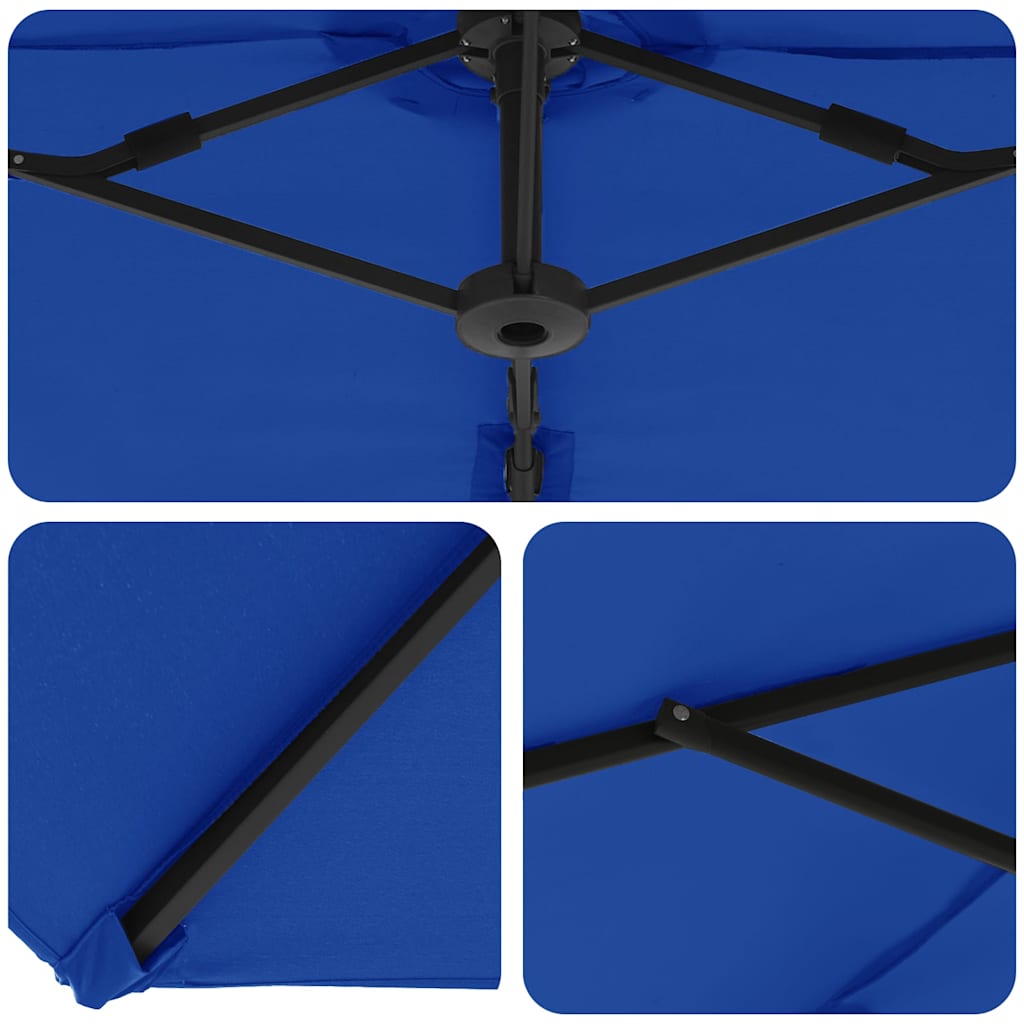 vidaXL Parasol plażowy Niebieski azur 372 x 198 x 243 cm