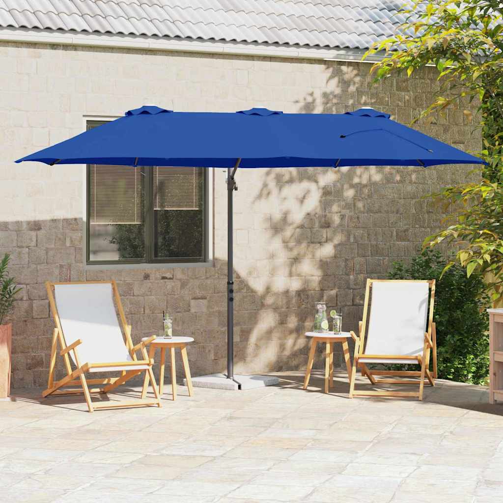 vidaXL Parasol plażowy Niebieski azur 372 x 198 x 243 cm