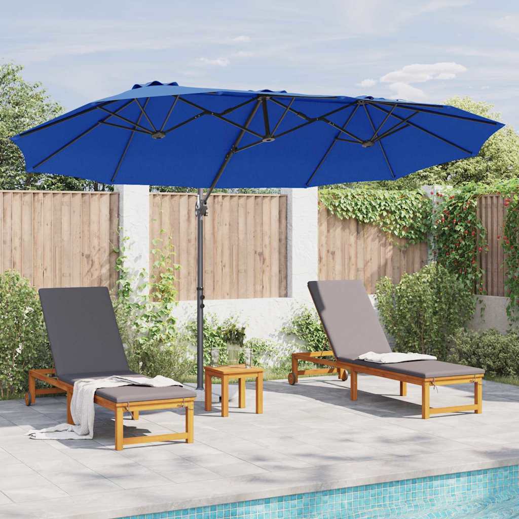 vidaXL Parasol plażowy Niebieski azur 372 x 198 x 243 cm
