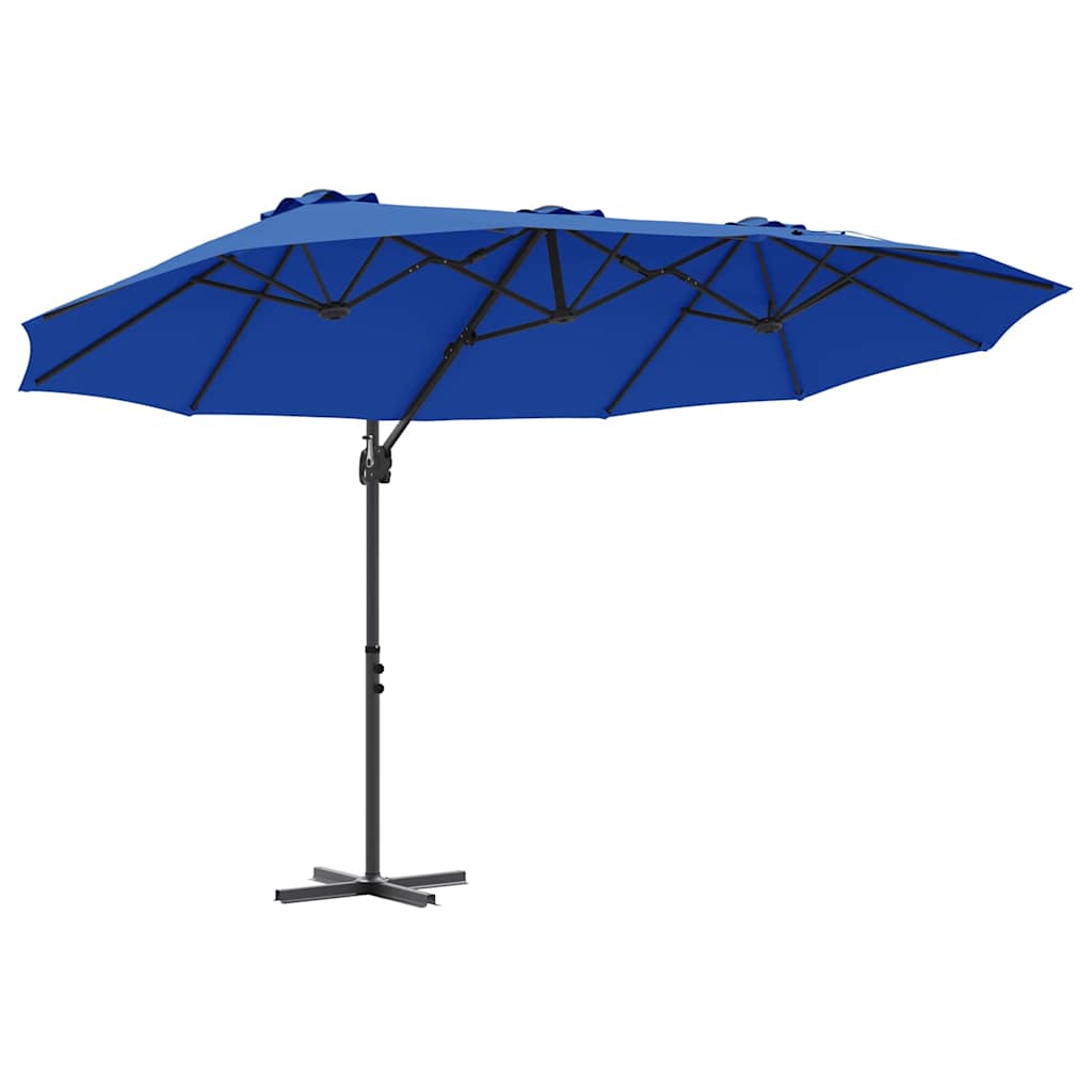 vidaXL Parasol plażowy Niebieski azur 372 x 198 x 243 cm