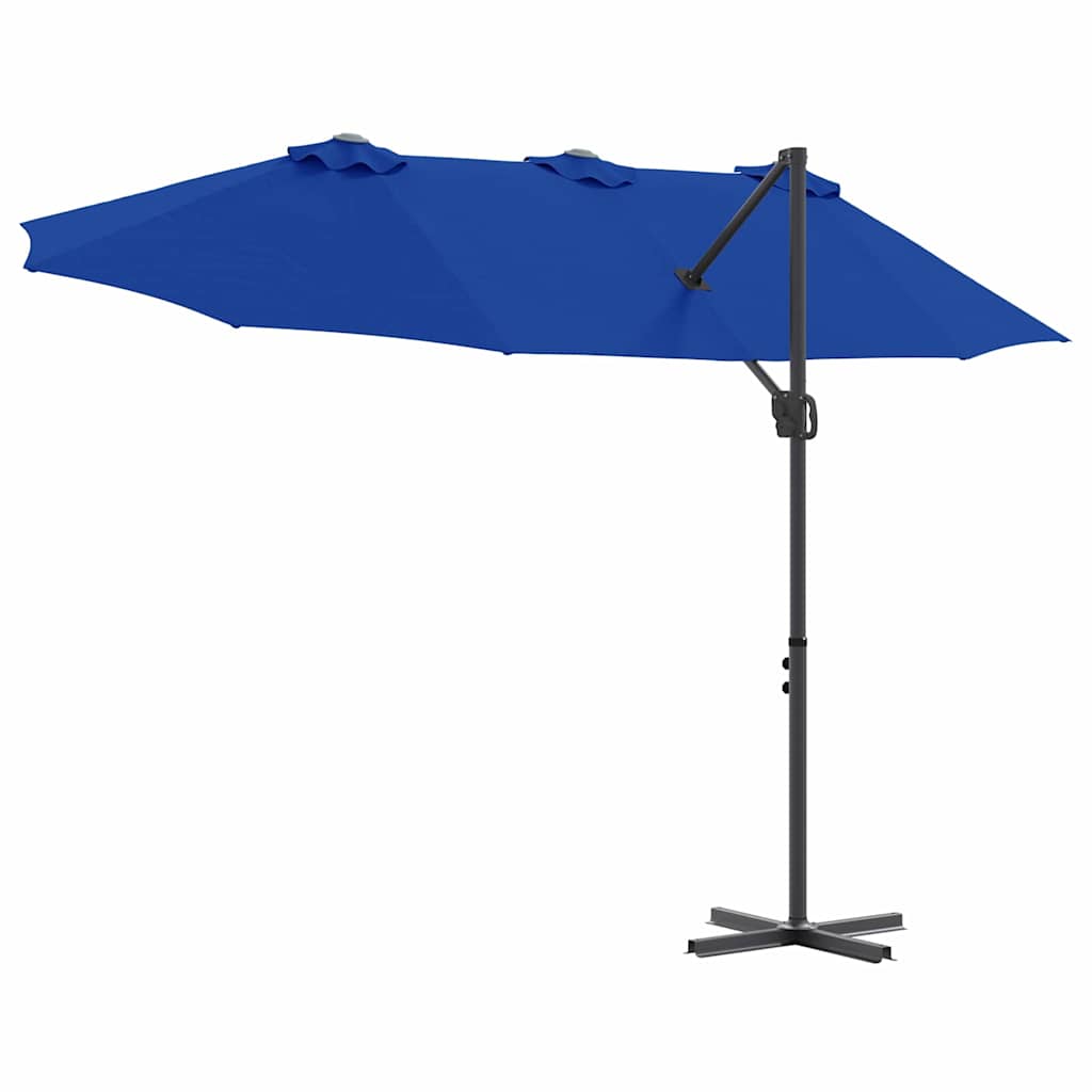 vidaXL Parasol plażowy Niebieski azur 372 x 198 x 243 cm