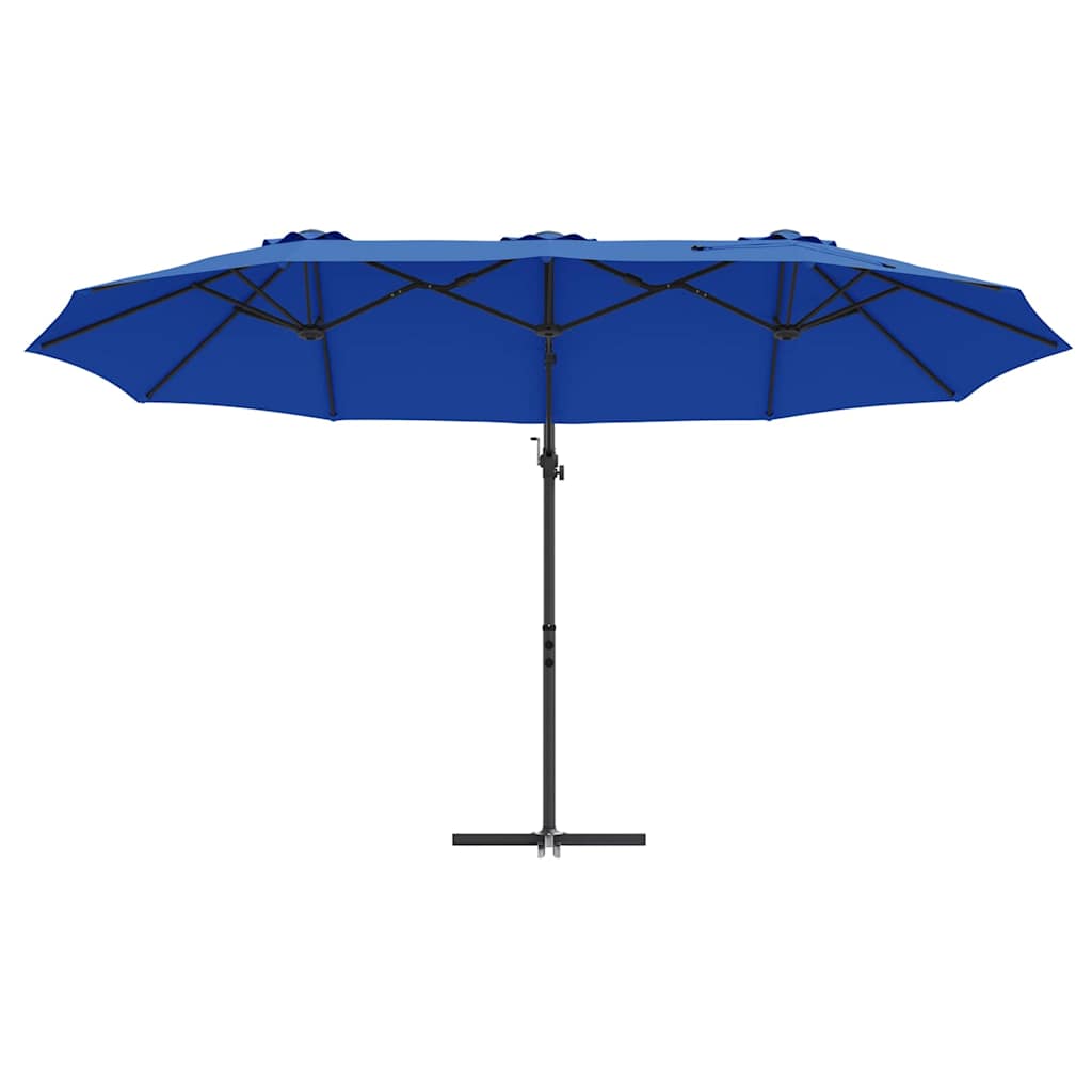 vidaXL Parasol plażowy Niebieski azur 372 x 198 x 243 cm