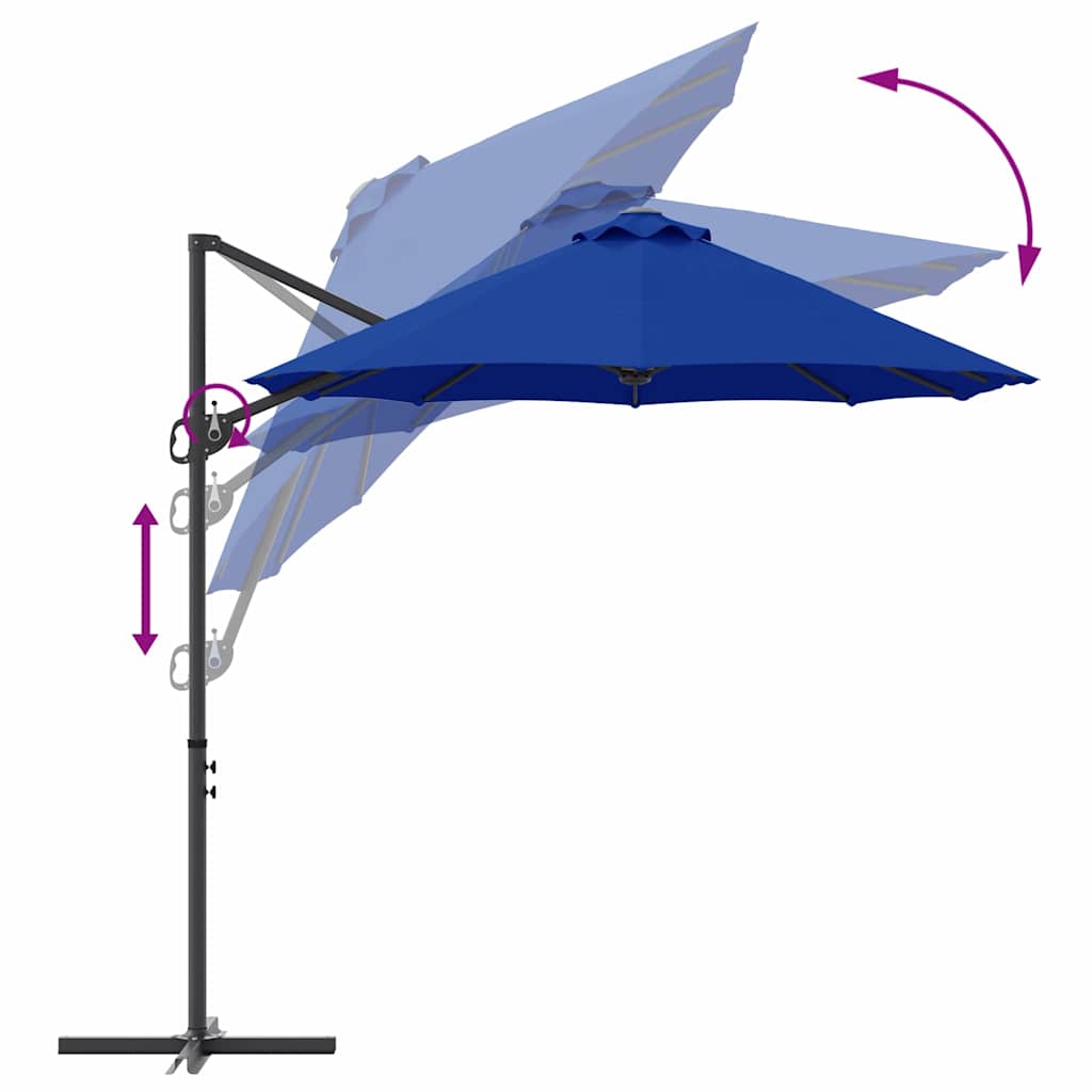 vidaXL Parasol plażowy Niebieski azur 372 x 198 x 243 cm