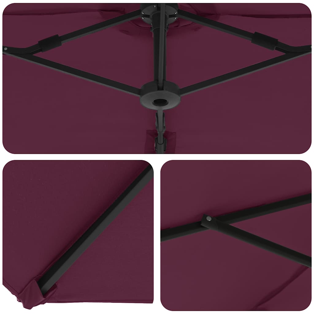 vidaXL Parasol plażowy Bordeaux Czerwony 372 x 198 x 243 cm