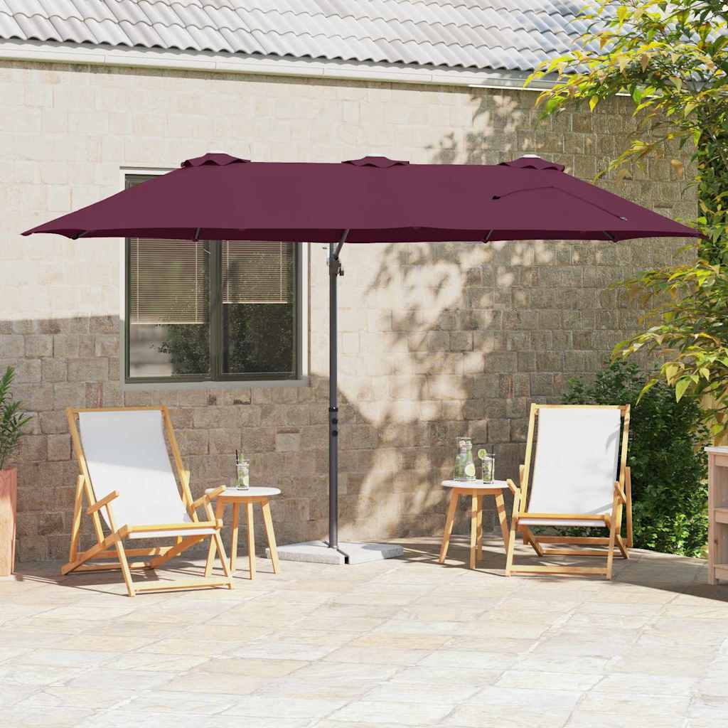 vidaXL Parasol plażowy Bordeaux Czerwony 372 x 198 x 243 cm