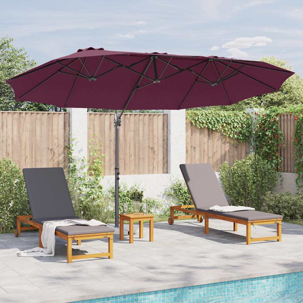 vidaXL Parasol plażowy Bordeaux Czerwony 372 x 198 x 243 cm