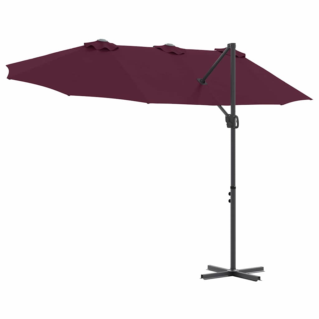 vidaXL Parasol plażowy Bordeaux Czerwony 372 x 198 x 243 cm
