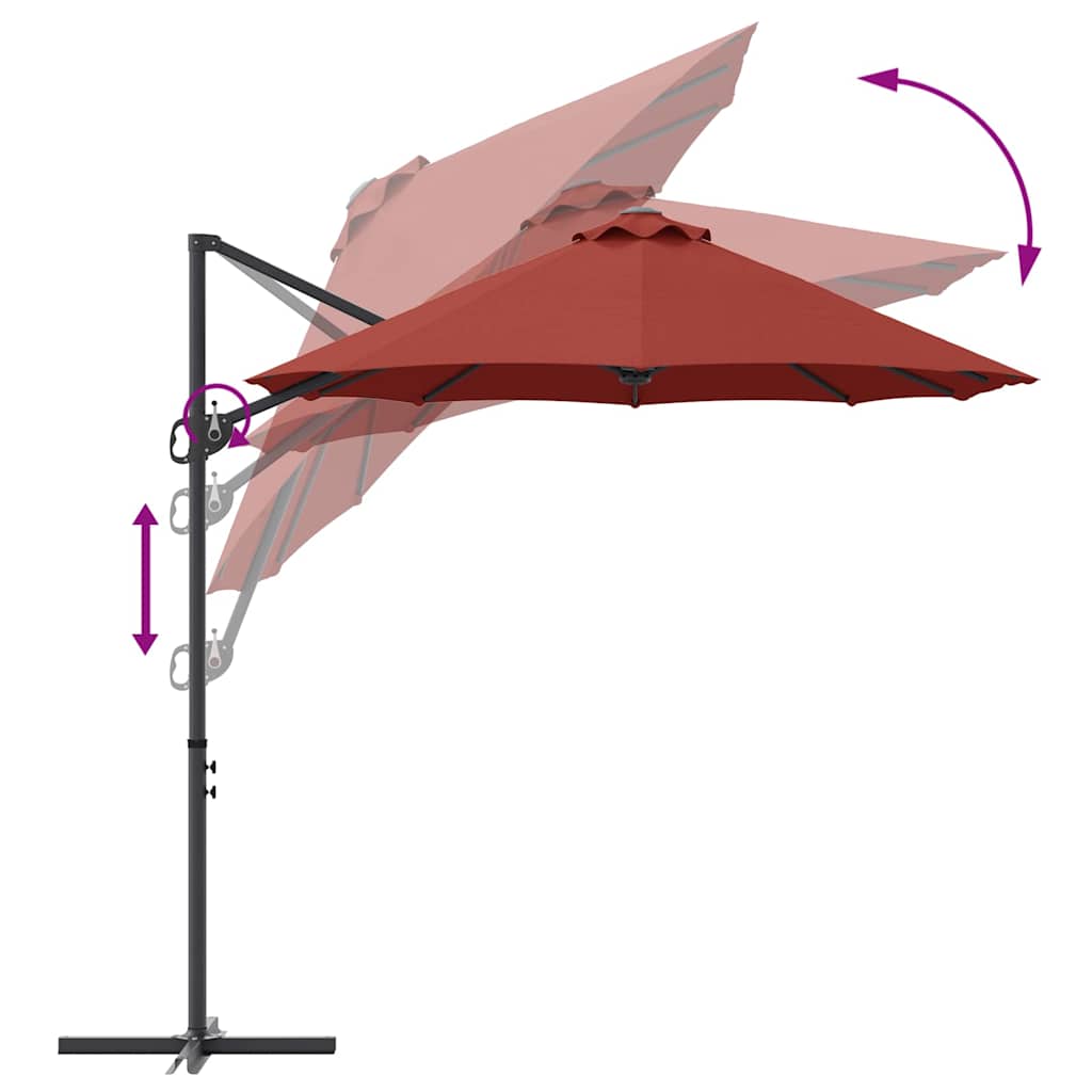 vidaXL Parasol plażowy terakota 372 x 198 x 243 cm