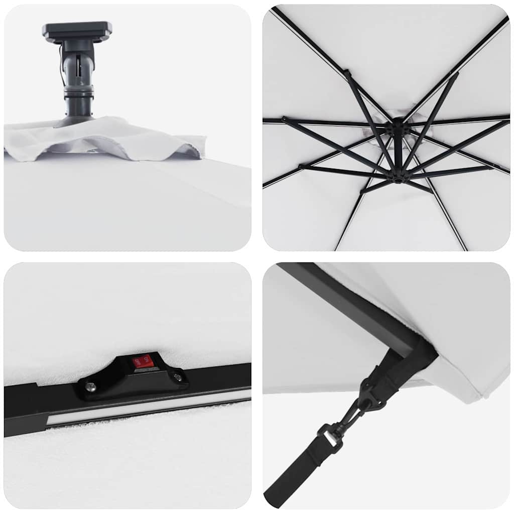 vidaXL Parasol plażowy Ze LED Lights piaskowy 294 x 294 x 248 cm
