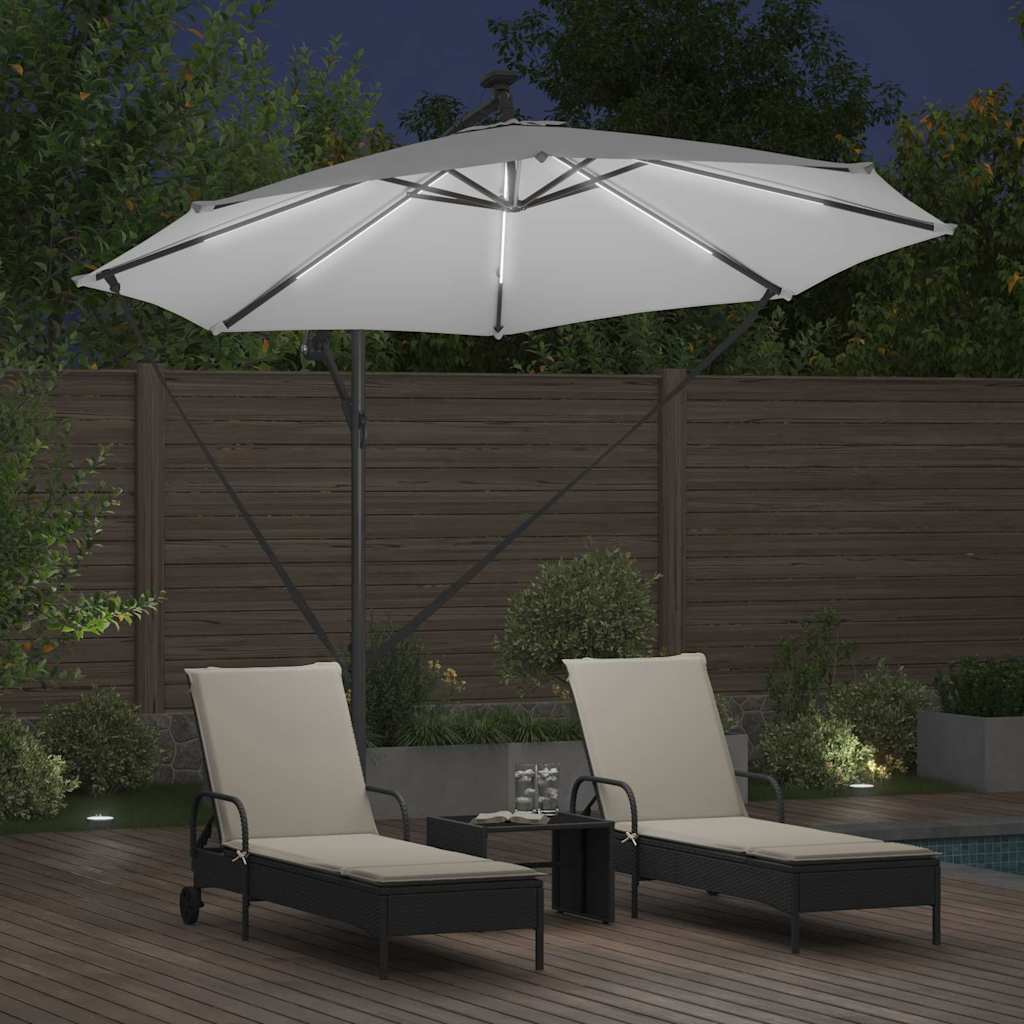 vidaXL Parasol plażowy Ze LED Lights piaskowy 294 x 294 x 248 cm