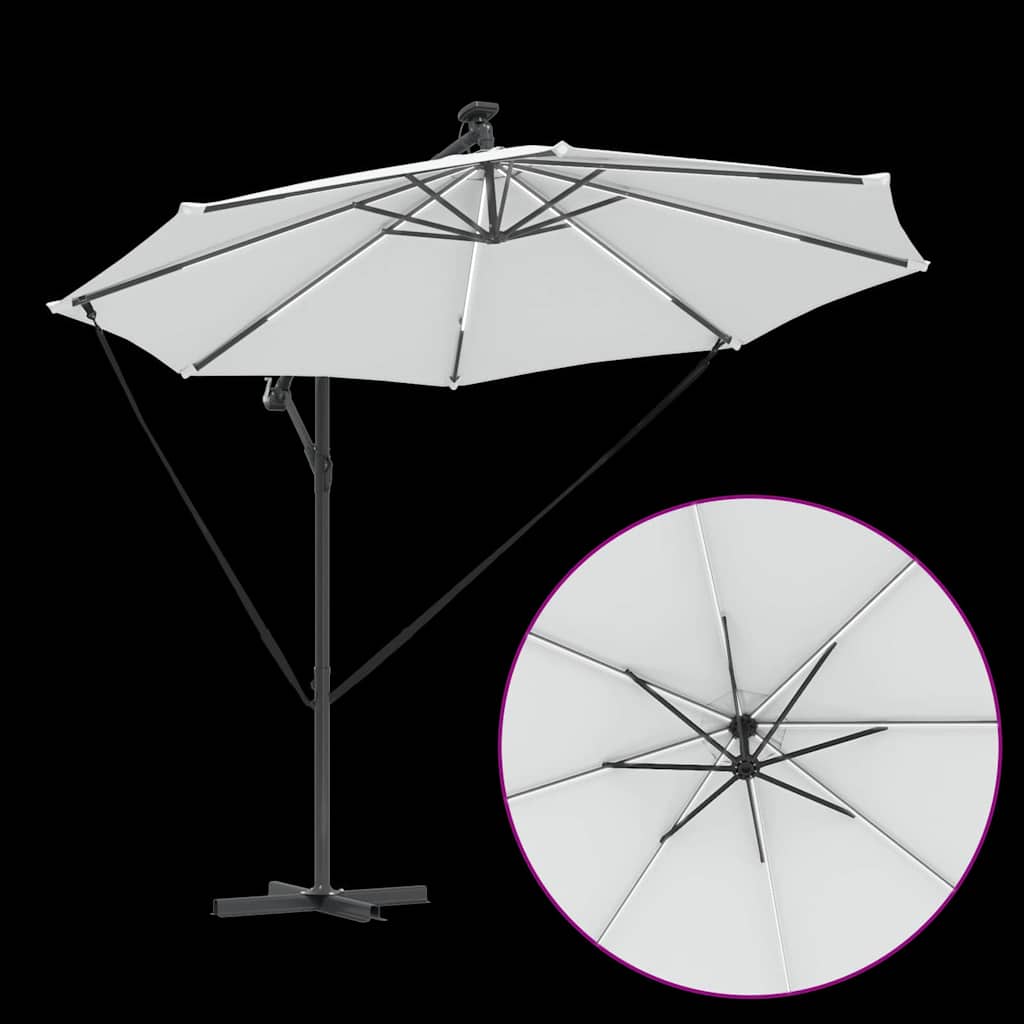 vidaXL Parasol plażowy Ze LED Lights piaskowy 294 x 294 x 248 cm