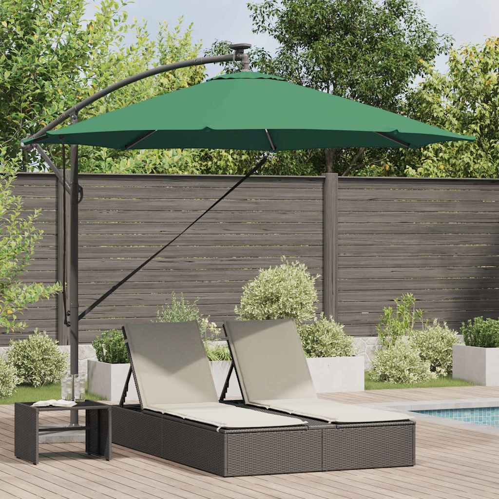 vidaXL Parasol plażowy Ze LED Lights Zielony 294 x 294 x 248 cm