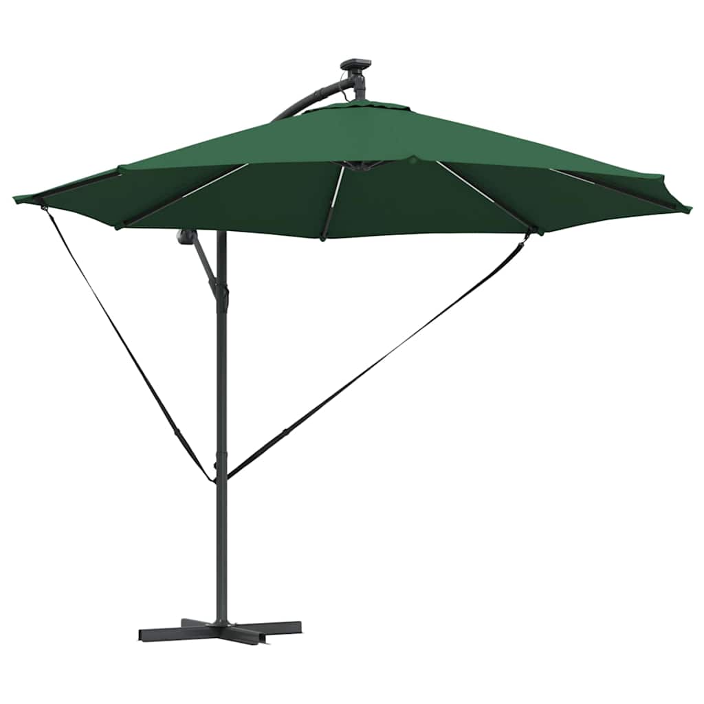 vidaXL Parasol plażowy Ze LED Lights Zielony 294 x 294 x 248 cm
