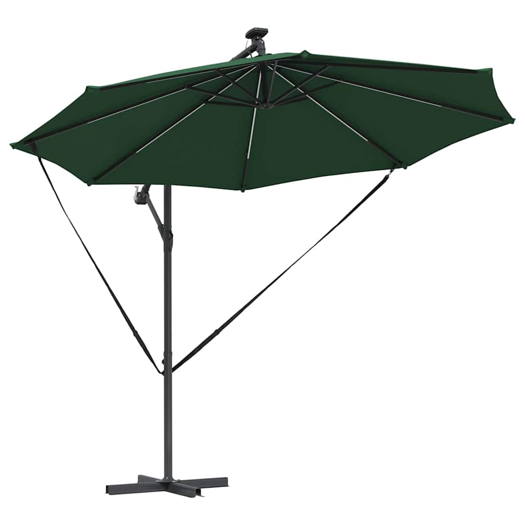 vidaXL Parasol plażowy Ze LED Lights Zielony 294 x 294 x 248 cm