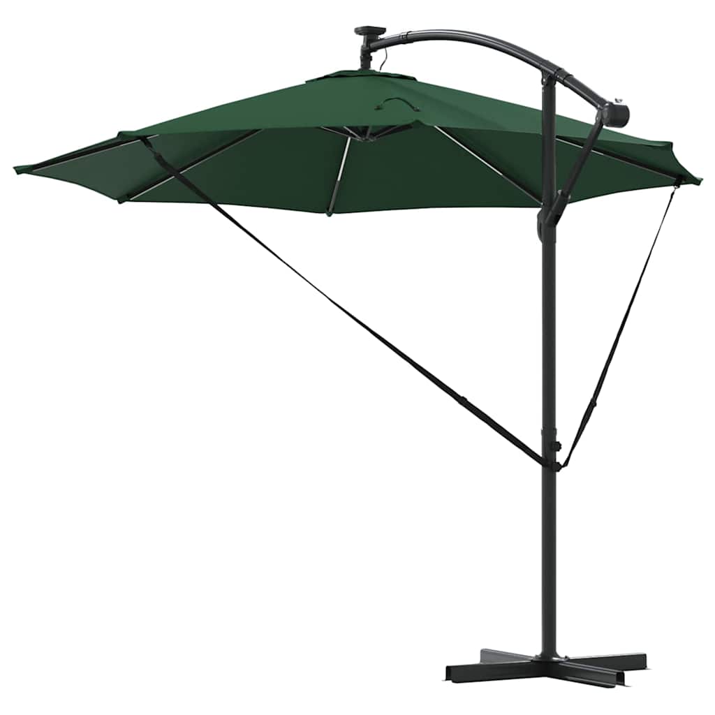 vidaXL Parasol plażowy Ze LED Lights Zielony 294 x 294 x 248 cm