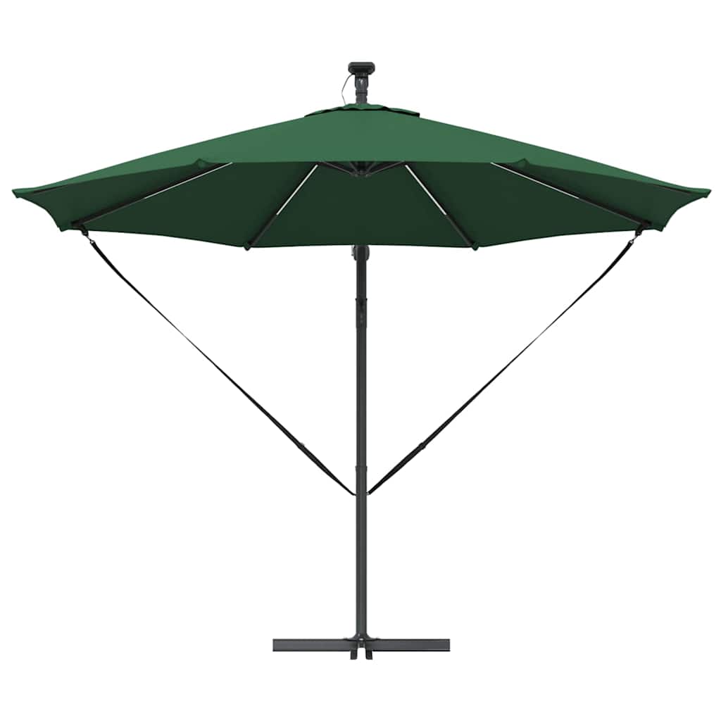 vidaXL Parasol plażowy Ze LED Lights Zielony 294 x 294 x 248 cm