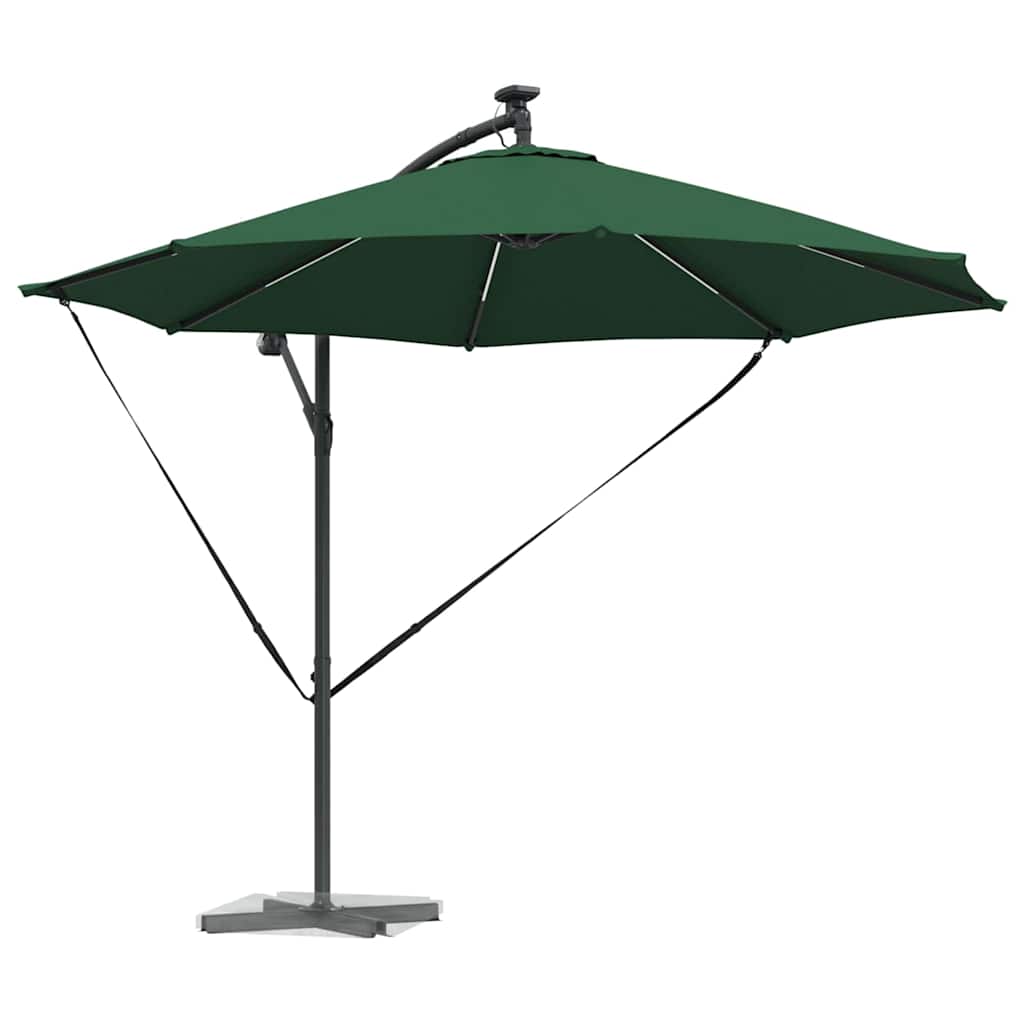 vidaXL Parasol plażowy Ze LED Lights Zielony 294 x 294 x 248 cm