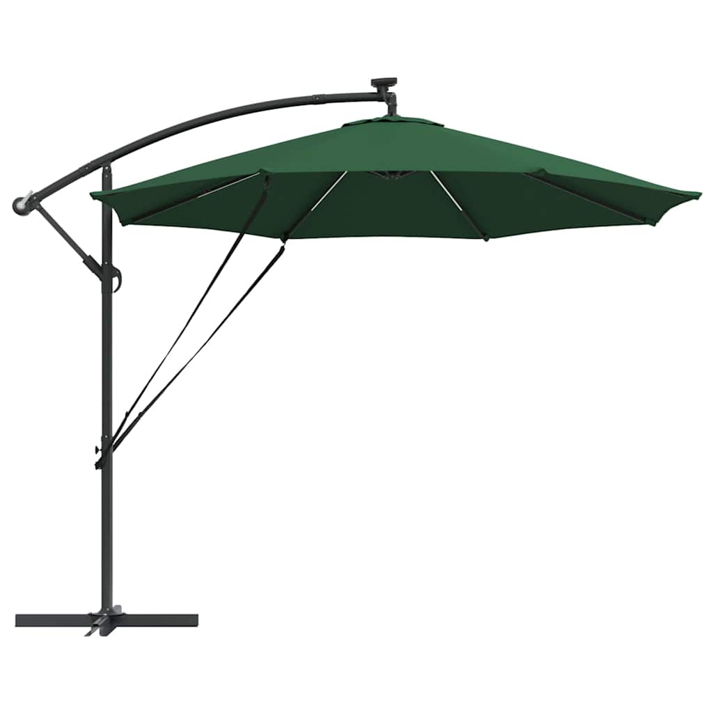 vidaXL Parasol plażowy Ze LED Lights Zielony 294 x 294 x 248 cm