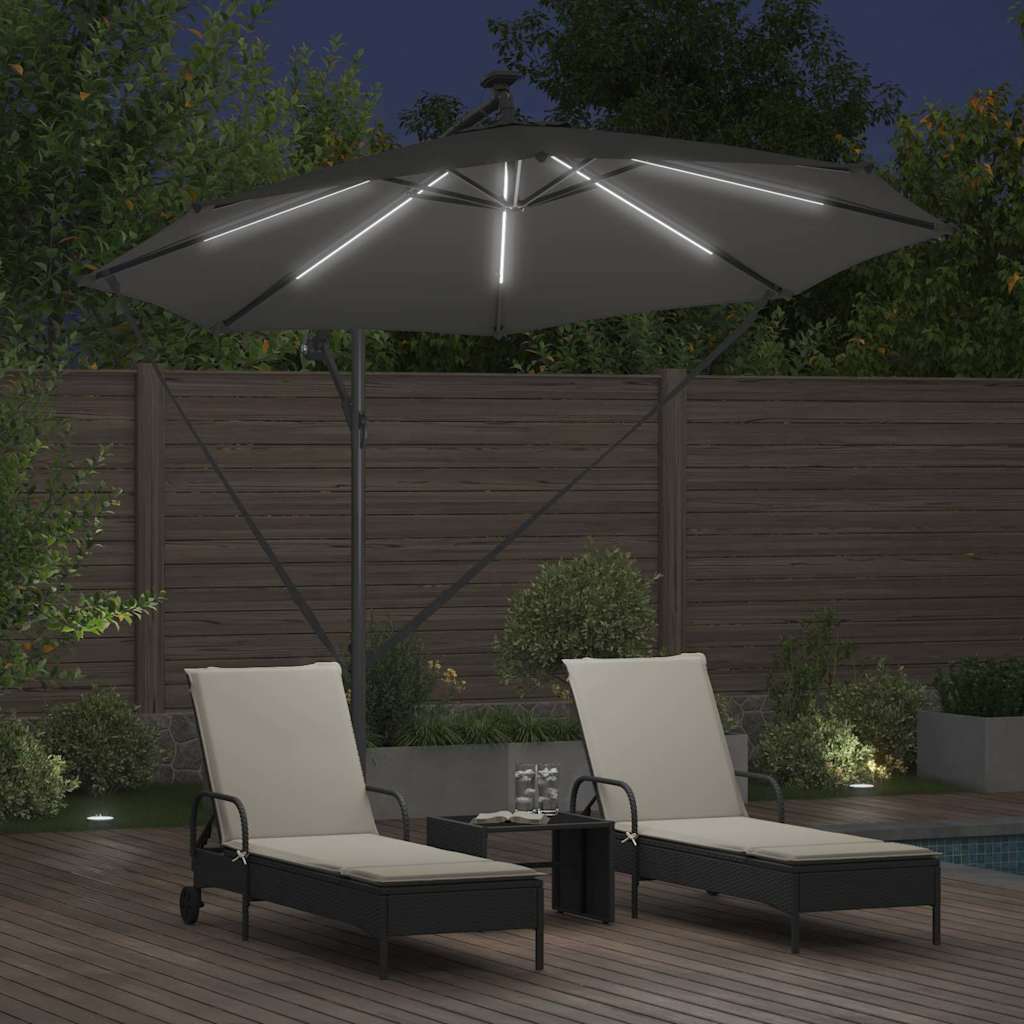 vidaXL Parasol plażowy Ze LED Lights Antracyt 294 x 294 x 248 cm