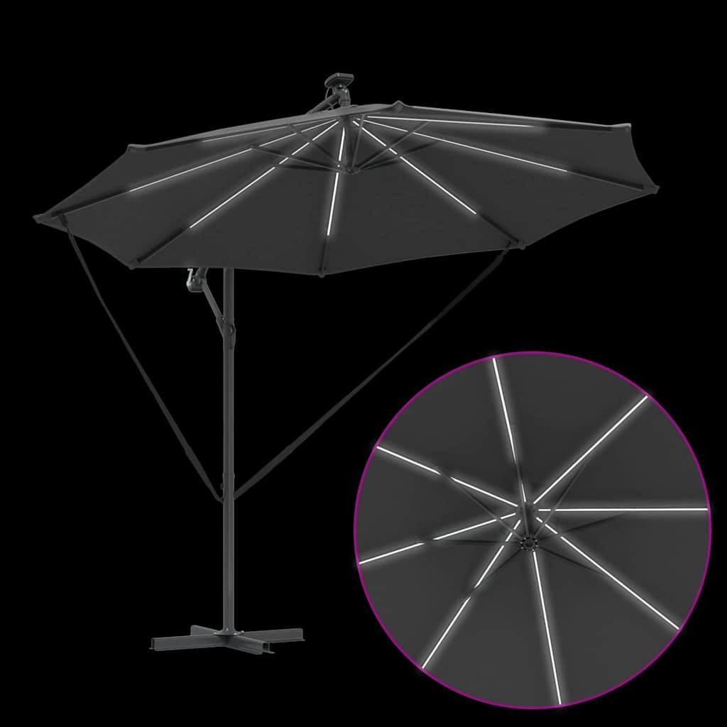 vidaXL Parasol plażowy Ze LED Lights Antracyt 294 x 294 x 248 cm
