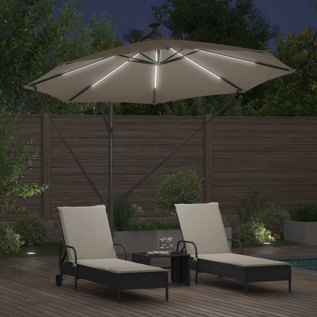 vidaXL Parasol plażowy Ze LED Lights Ciemnoszary 294 x 294 x 248 cm