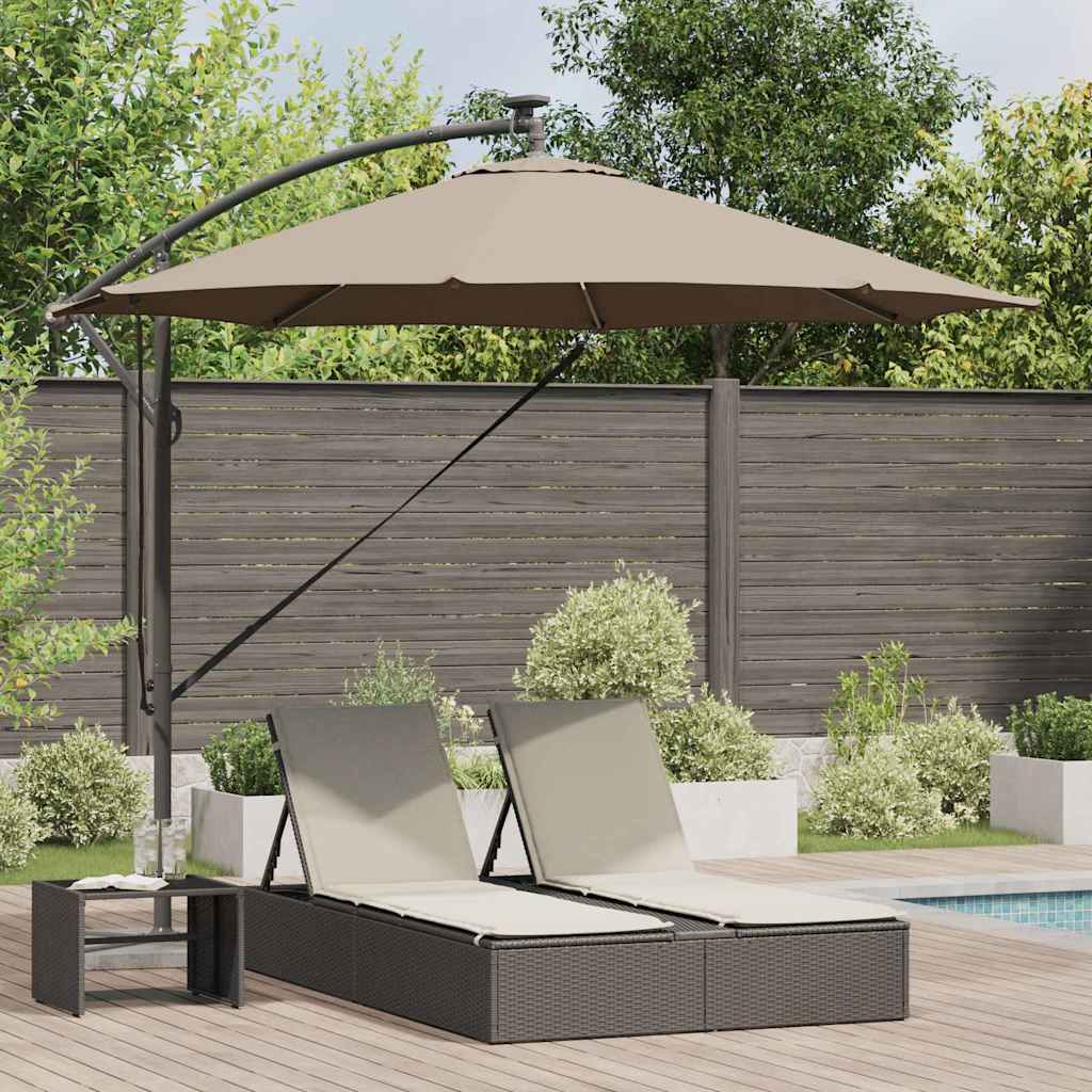 vidaXL Parasol plażowy Ze LED Lights Ciemnoszary 294 x 294 x 248 cm