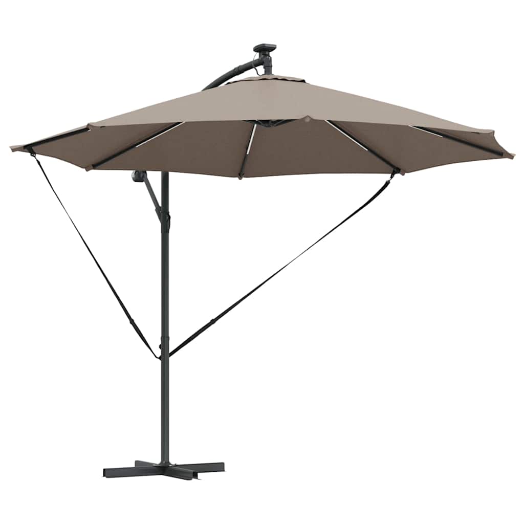 vidaXL Parasol plażowy Ze LED Lights Ciemnoszary 294 x 294 x 248 cm