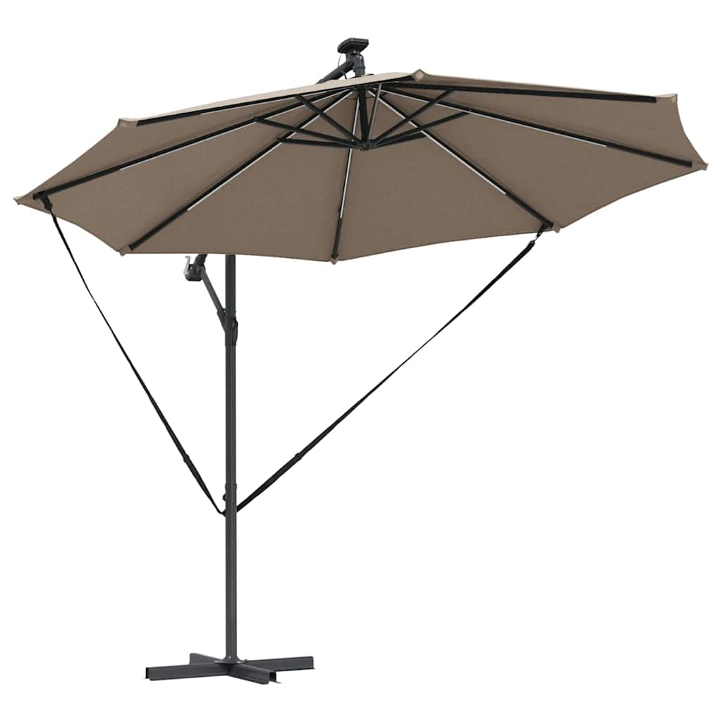 vidaXL Parasol plażowy Ze LED Lights Ciemnoszary 294 x 294 x 248 cm