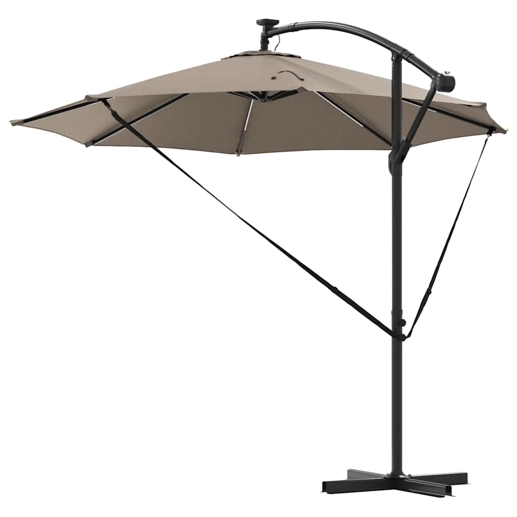 vidaXL Parasol plażowy Ze LED Lights Ciemnoszary 294 x 294 x 248 cm