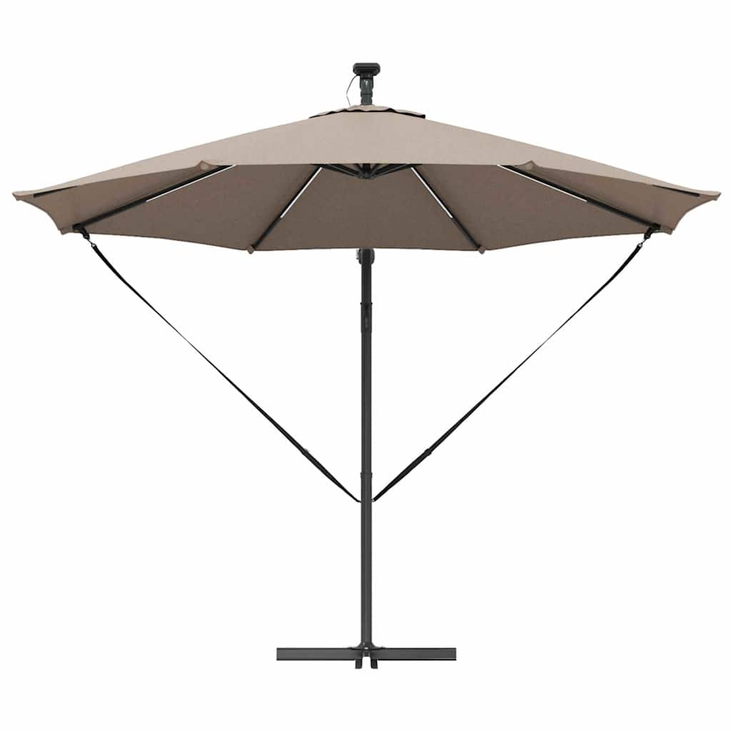 vidaXL Parasol plażowy Ze LED Lights Ciemnoszary 294 x 294 x 248 cm