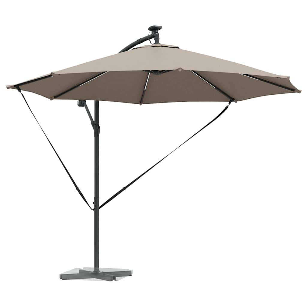 vidaXL Parasol plażowy Ze LED Lights Ciemnoszary 294 x 294 x 248 cm