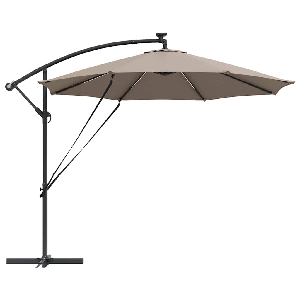 vidaXL Parasol plażowy Ze LED Lights Ciemnoszary 294 x 294 x 248 cm