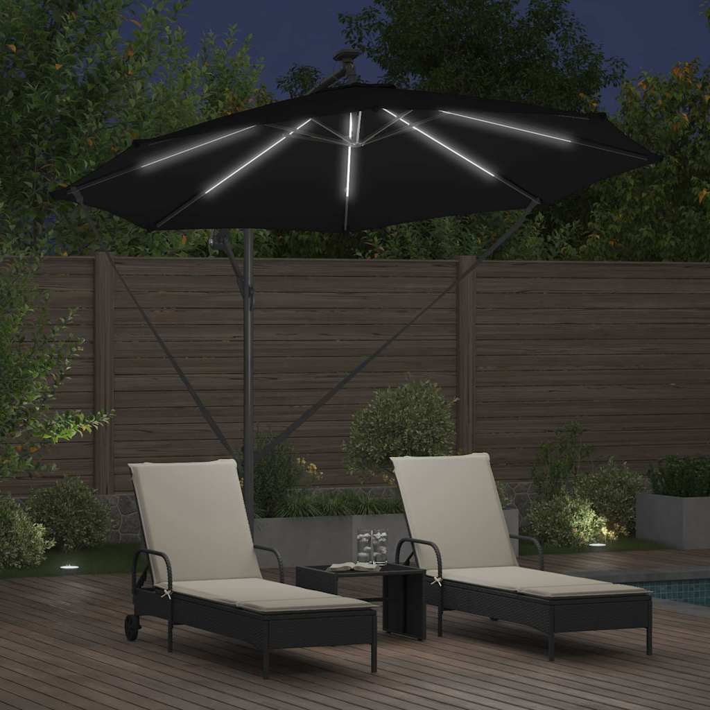 vidaXL Parasol plażowy 294 x 294 x 248 cm Poliester i aluminium Czarny