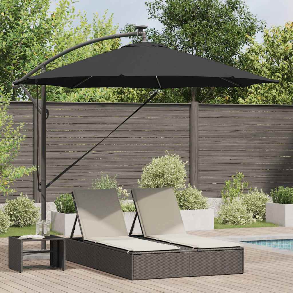 vidaXL Parasol plażowy 294 x 294 x 248 cm Poliester i aluminium Czarny