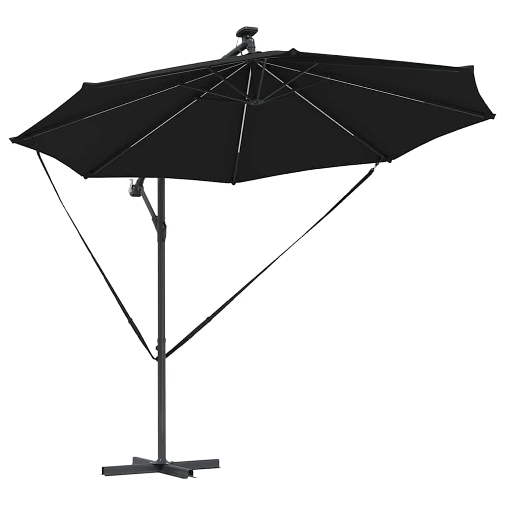 vidaXL Parasol plażowy 294 x 294 x 248 cm Poliester i aluminium Czarny
