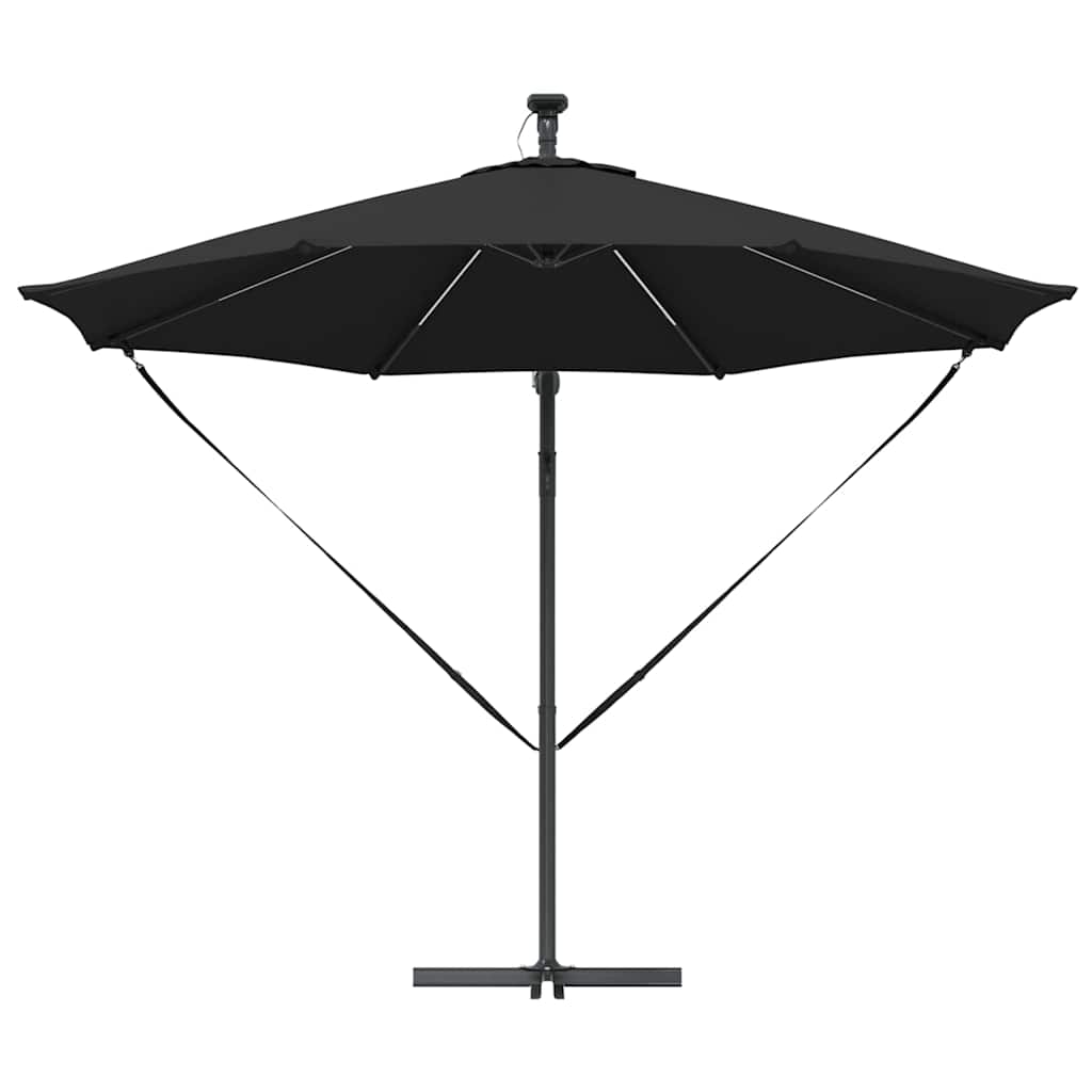 vidaXL Parasol plażowy 294 x 294 x 248 cm Poliester i aluminium Czarny