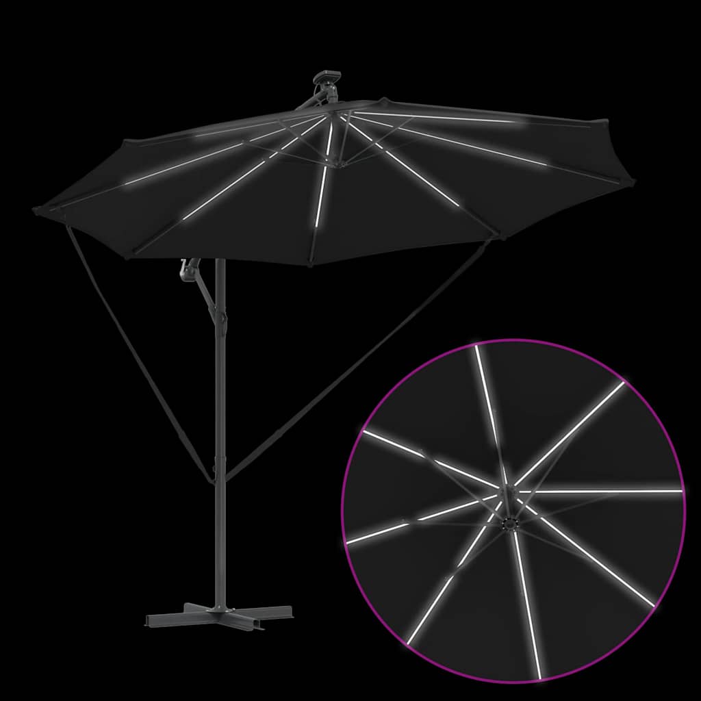 vidaXL Parasol plażowy 294 x 294 x 248 cm Poliester i aluminium Czarny