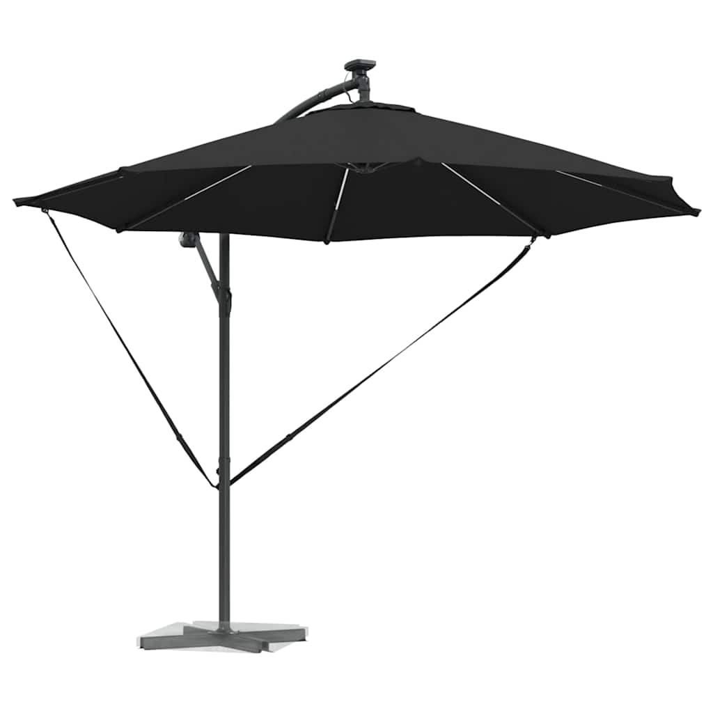 vidaXL Parasol plażowy 294 x 294 x 248 cm Poliester i aluminium Czarny