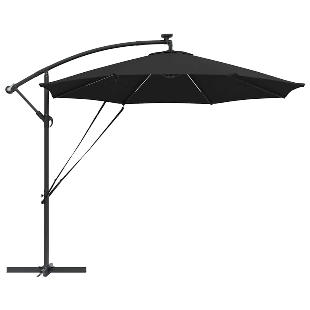vidaXL Parasol plażowy 294 x 294 x 248 cm Poliester i aluminium Czarny