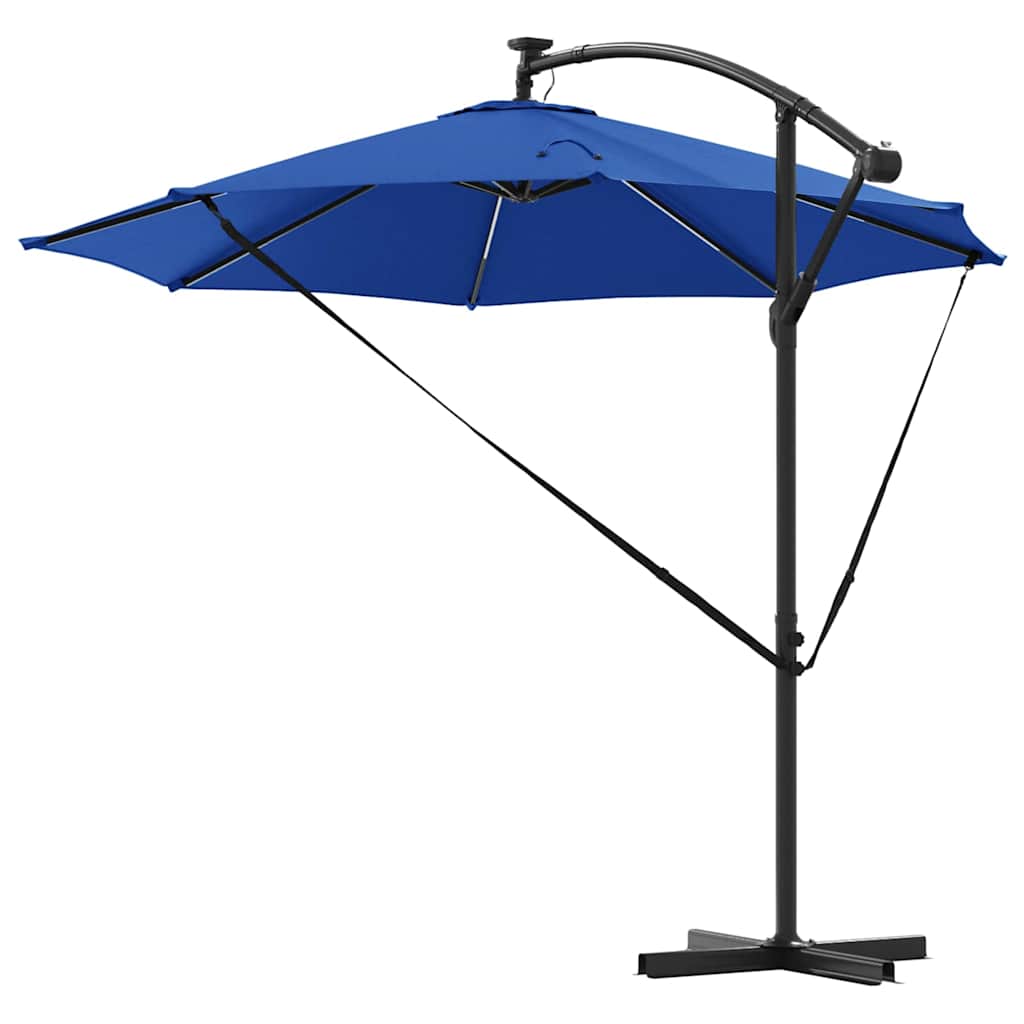 vidaXL Parasol plażowy Ze LED Lights Niebieski azur 294 x 294 x 248 cm