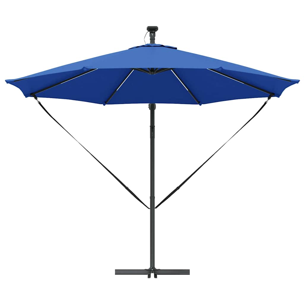 vidaXL Parasol plażowy Ze LED Lights Niebieski azur 294 x 294 x 248 cm