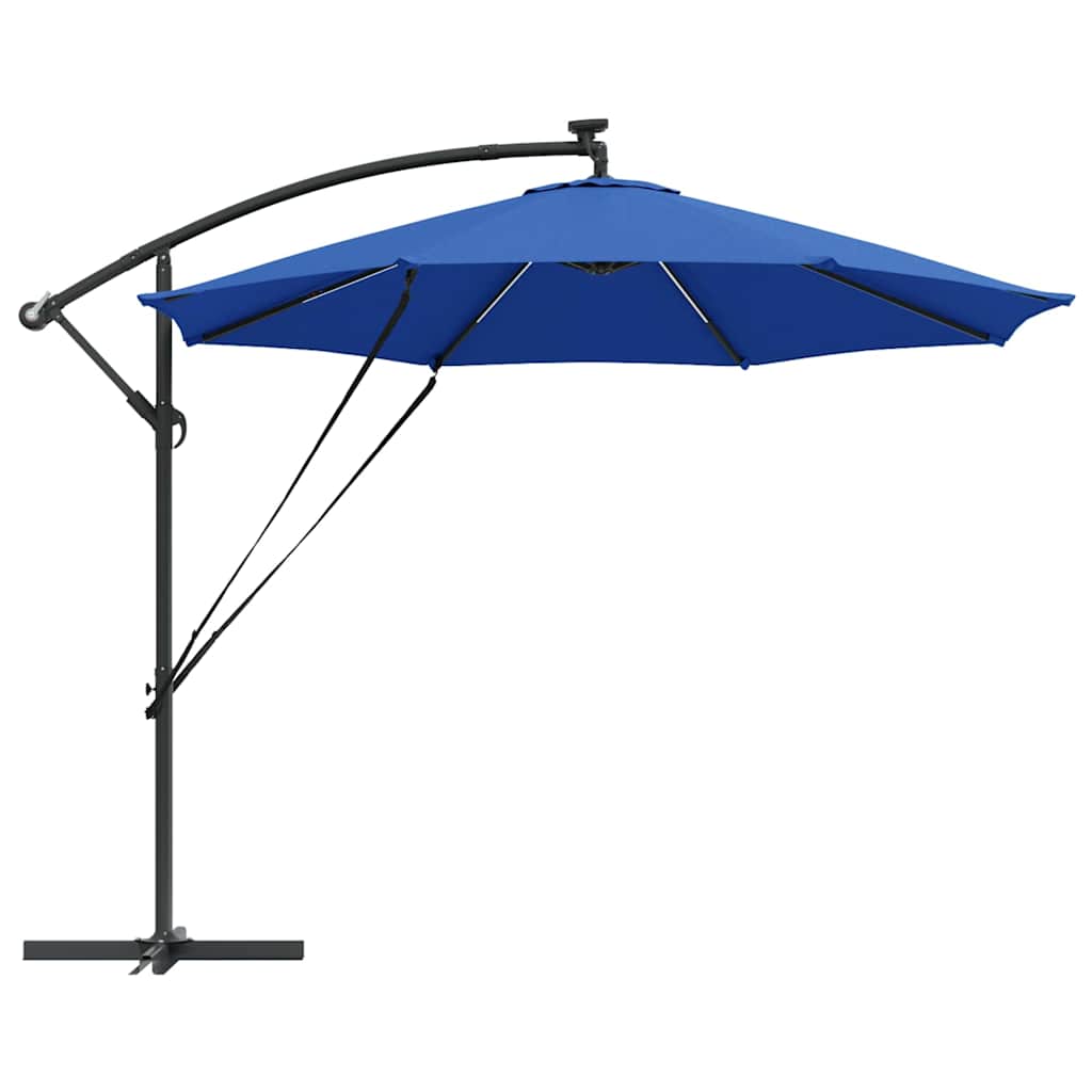 vidaXL Parasol plażowy Ze LED Lights Niebieski azur 294 x 294 x 248 cm