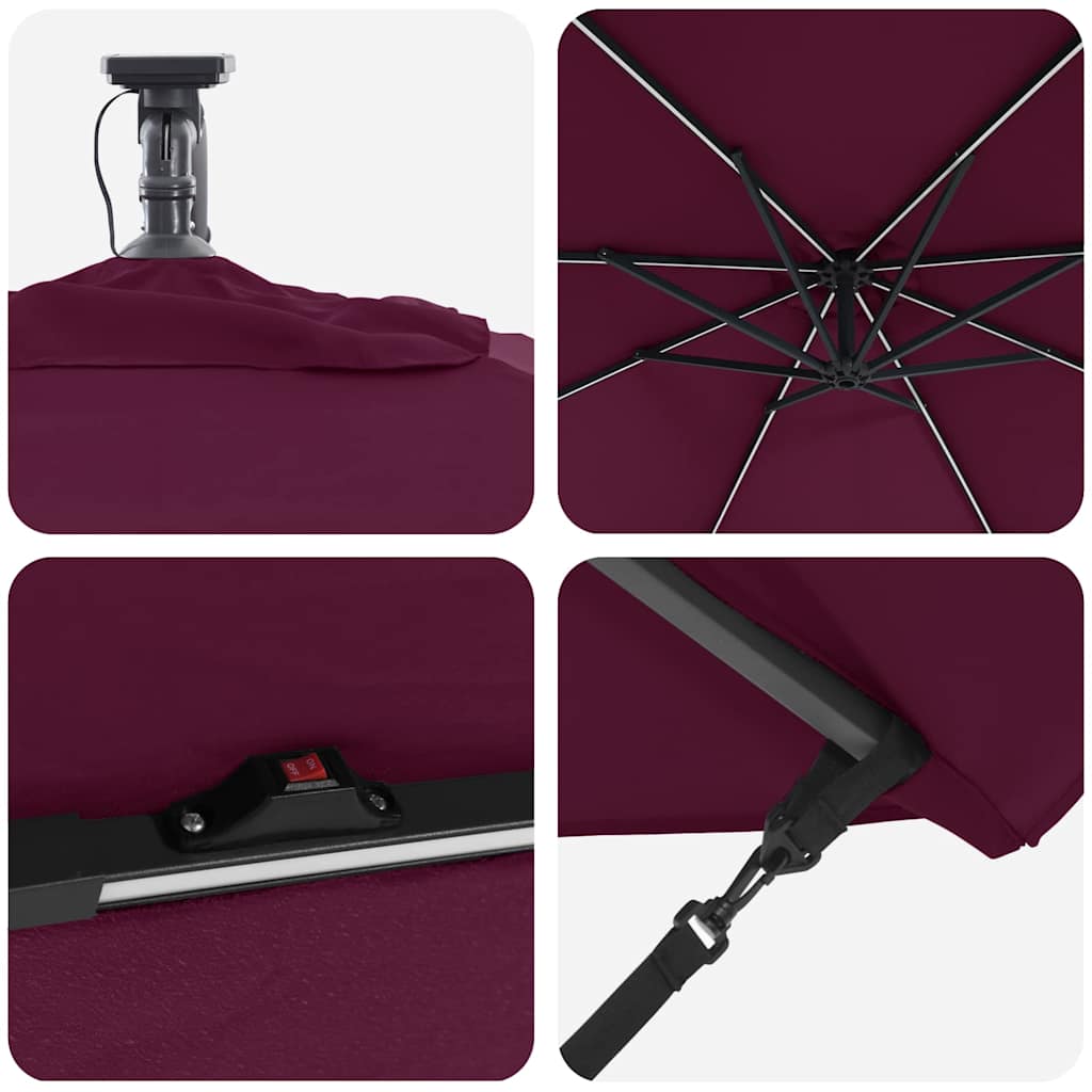 vidaXL Parasol plażowy Bordeaux Czerwony 294 x 294 x 248 cm